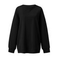 thumbnail image 2 of Black Womens Tops Women'S Solid Color Round Neck Oversized Sweatshirt Loose Fit Long Sleeve Light Sweatshirt Loose Blouse Fall Outfits for Women 2025, 2 of 4