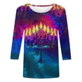 thumbnail image 5 of Mceream Hanukkah Women's 3/4 Sleeve Shirts Casual Crewneck Business Casual Tops Long Sleeve Basic Tees Workout Blouses for Work Print Summer Clothes 2025 Vestido Para NiñAs XXL, 5 of 5