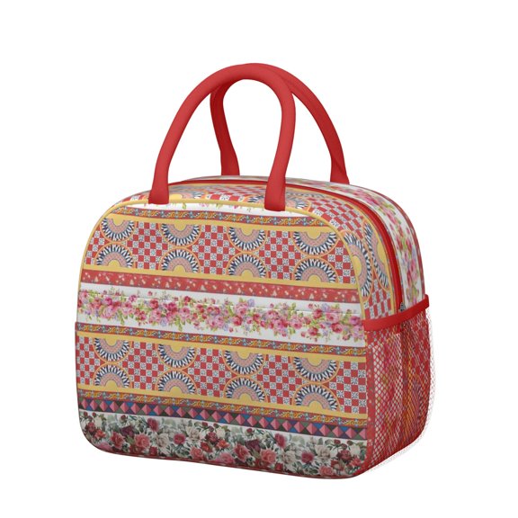 Womens Pioneer Flower Floral Print Pattern Lunch Box for Work,Insulated Lunch Bag for Women,Loncheras Para Mujer,Leakproof Adult Lunch Bag for Work,Beach,Travel,Picnic,Camping