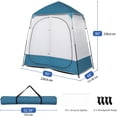 thumbnail image 3 of 2 Room Pop Up Privacy Shower Tent 7.5 FT Changing Room Tent with Floor and Carry Bag, Sun Shade Canopy Outdoor Rain Shelter for Portable Toilet, Camping, Dressing, Hiking, Beach (Blue and White), 3 of 9