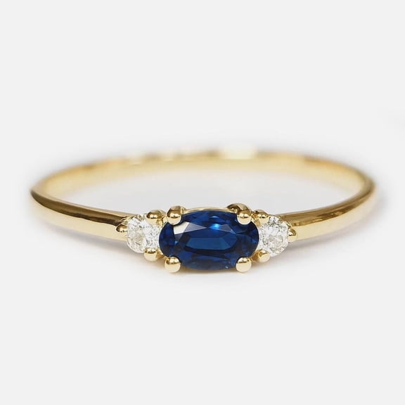 14k Yellow Gold Plated Sapphire Oval Cut Gemstone Engagement Ring 925 Sterling Silver Ring