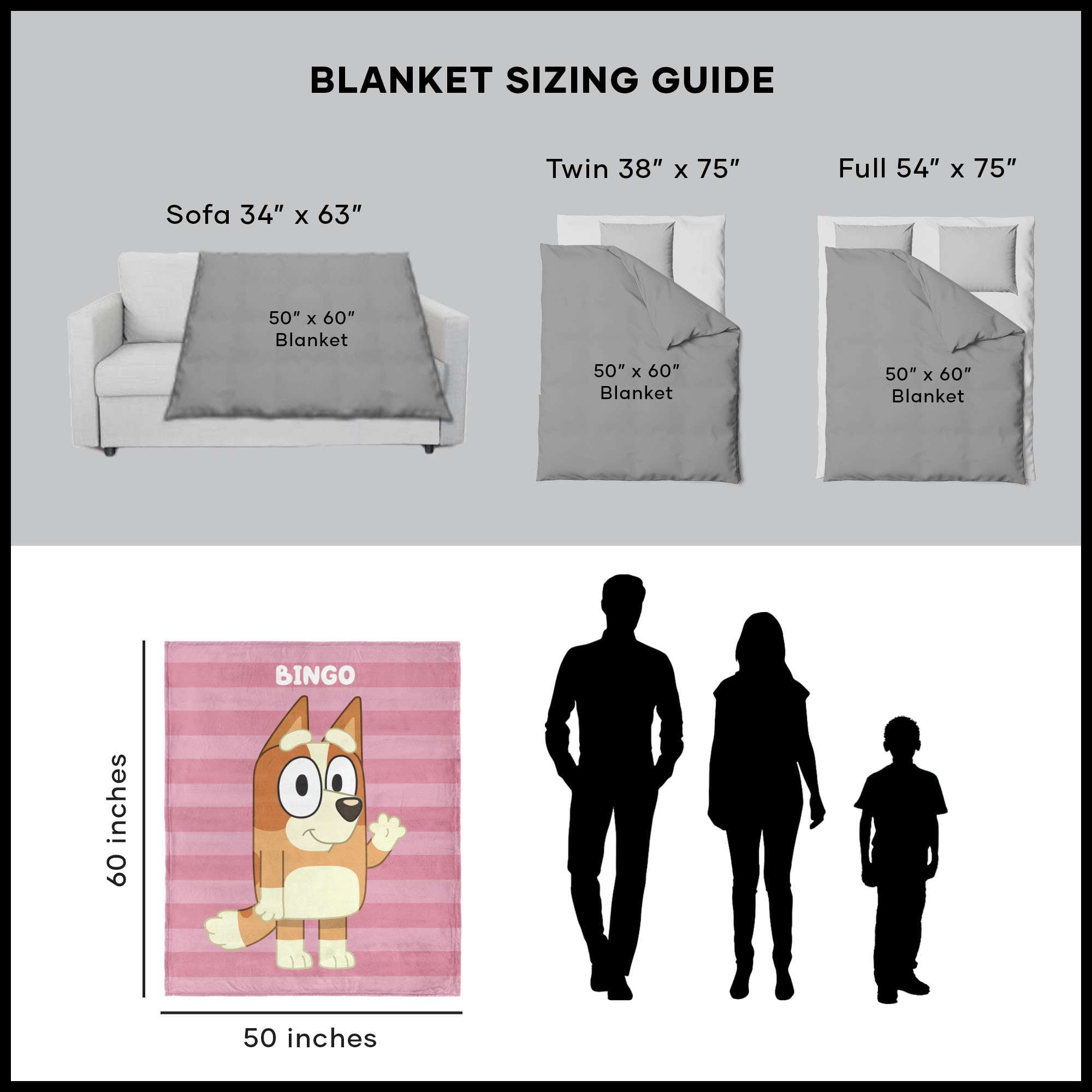 Bluey Roll Call Bingo Kids 
Silk Touch Throw Blanket