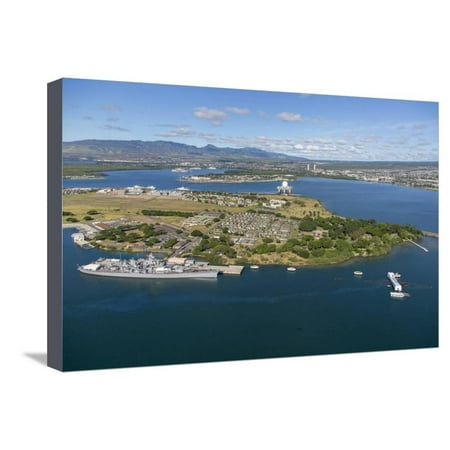 Uss Arizona Uss Missouri - USS Missouri and USS Arizona Memorial, Pearl Harbor, Oahu, Hawaii Stretched Canvas Print Wall Art By Douglas Peebles