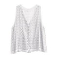 thumbnail image 5 of GEWSEY Womens Floral Crochet Lace Boho Trim Sleeveless Open Front Vest Cardigan (White, One Size), 5 of 5