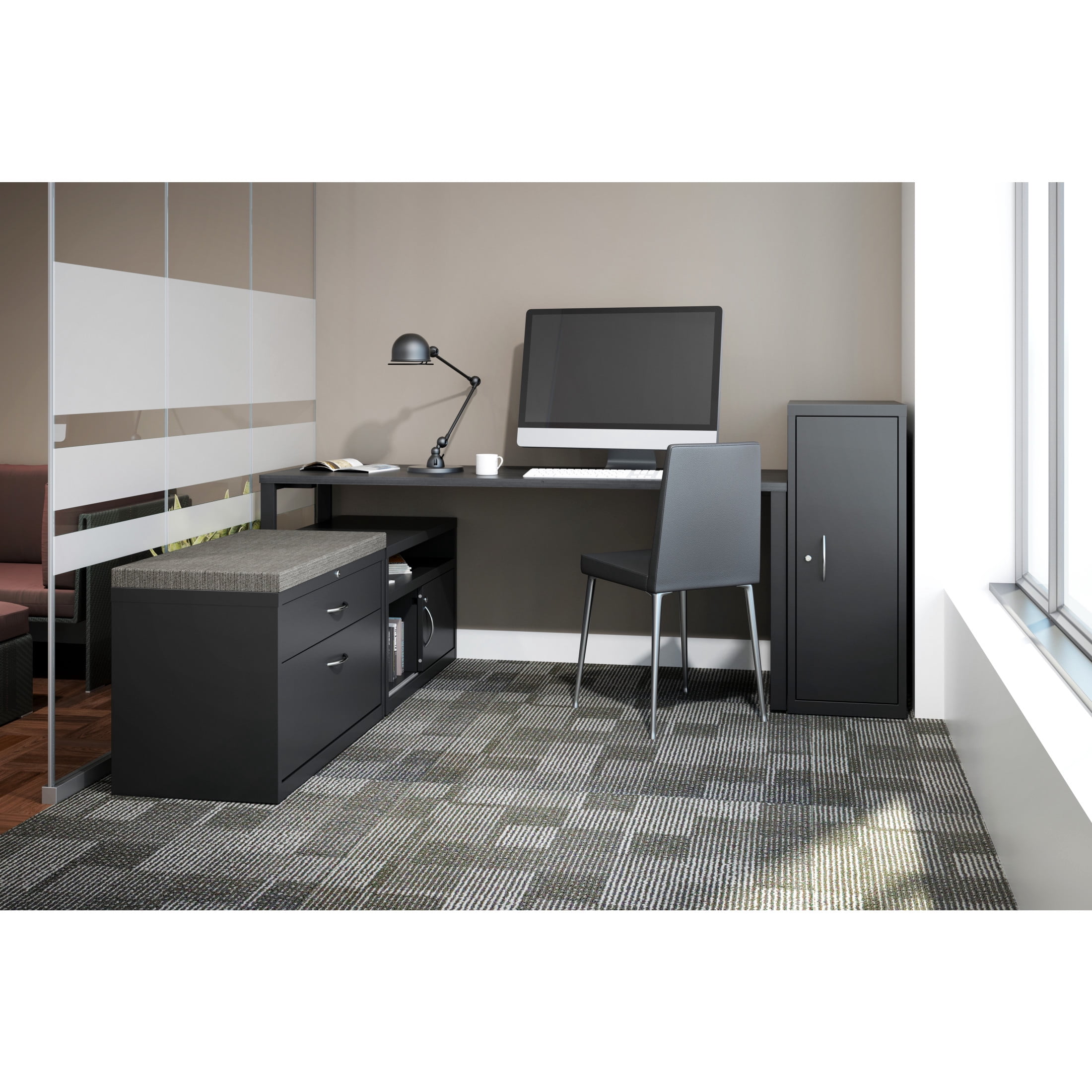Hirsh 36 inch Wide 2 Drawer Box-File Low Credenza Metal Lateral File Cabinet for Home and Office, Holds Letter, Legal and A4 Hanging Folders, Charcoal