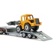 Truck with Low Loader Trailer and Front Loader Yellow Diecast Model by Siku