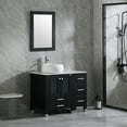 thumbnail image 7 of Wonline 36 inch Bathroom Vanity Wood Cabinet Double Circular Ceramic Vessel Sink Round Above Counter Bowl Bathroom Cabinet W/ Mirror Black, 7 of 7