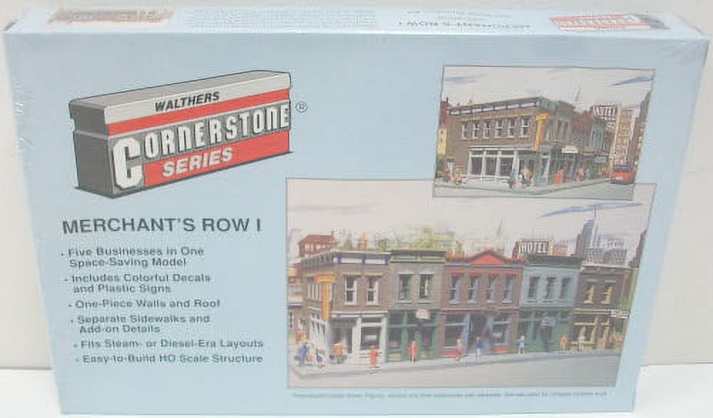 Walthers Cornerstone Merchants Row I Model Building Kit, 5 Stores, 11 x 5 x 4"