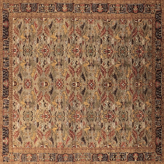 Ahgly Company Indoor Square Oriental Brown Industrial Area Rugs, 4' Square