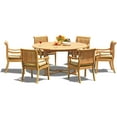 thumbnail image 5 of Grade-A Teak Dining Set: 6 Seater 7 Pc: 60" Round Table And 6 Giva Chairs (2 Arm & 4 Armless Chairs) Outdoor Patio WholesaleTeak #51GV1207, 5 of 5