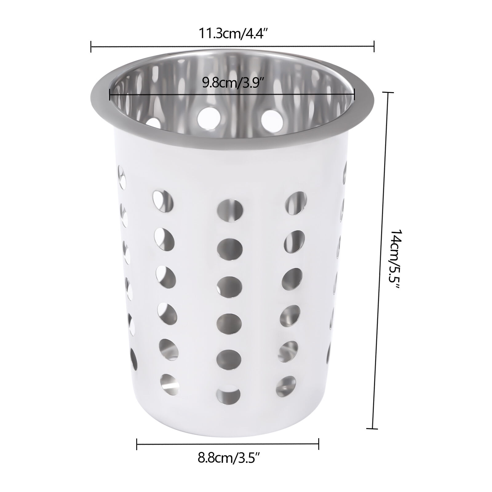 Commercial 4-Hole Stainless Steel Cylinder Flatware Silverware Utensil Holder Organizer Caddy, Detachable Countertop Utensil Dispenser for Forks Spoons Knives for Restaurant Kitchen Buffet