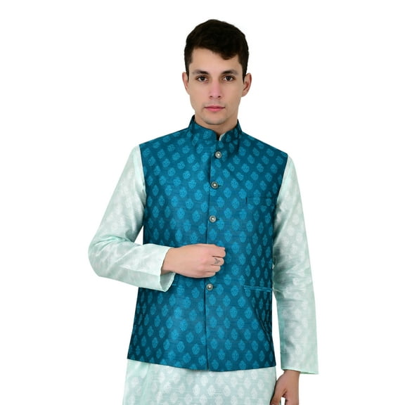 Sonakshi Fashion Men's Brocade Waistcoat Bandhgala Festive Jacquard Nehru Jacket
