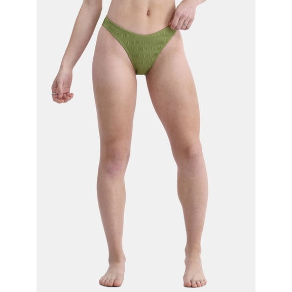 No Boundaries Women's Smocked High Leg Bikini Bottoms, Sizes XXS - XXL