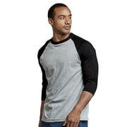 Mens 3/4 Sleeve Casual Raglan Jersey Baseball Tee Shirt (M, Black/Light Gray)