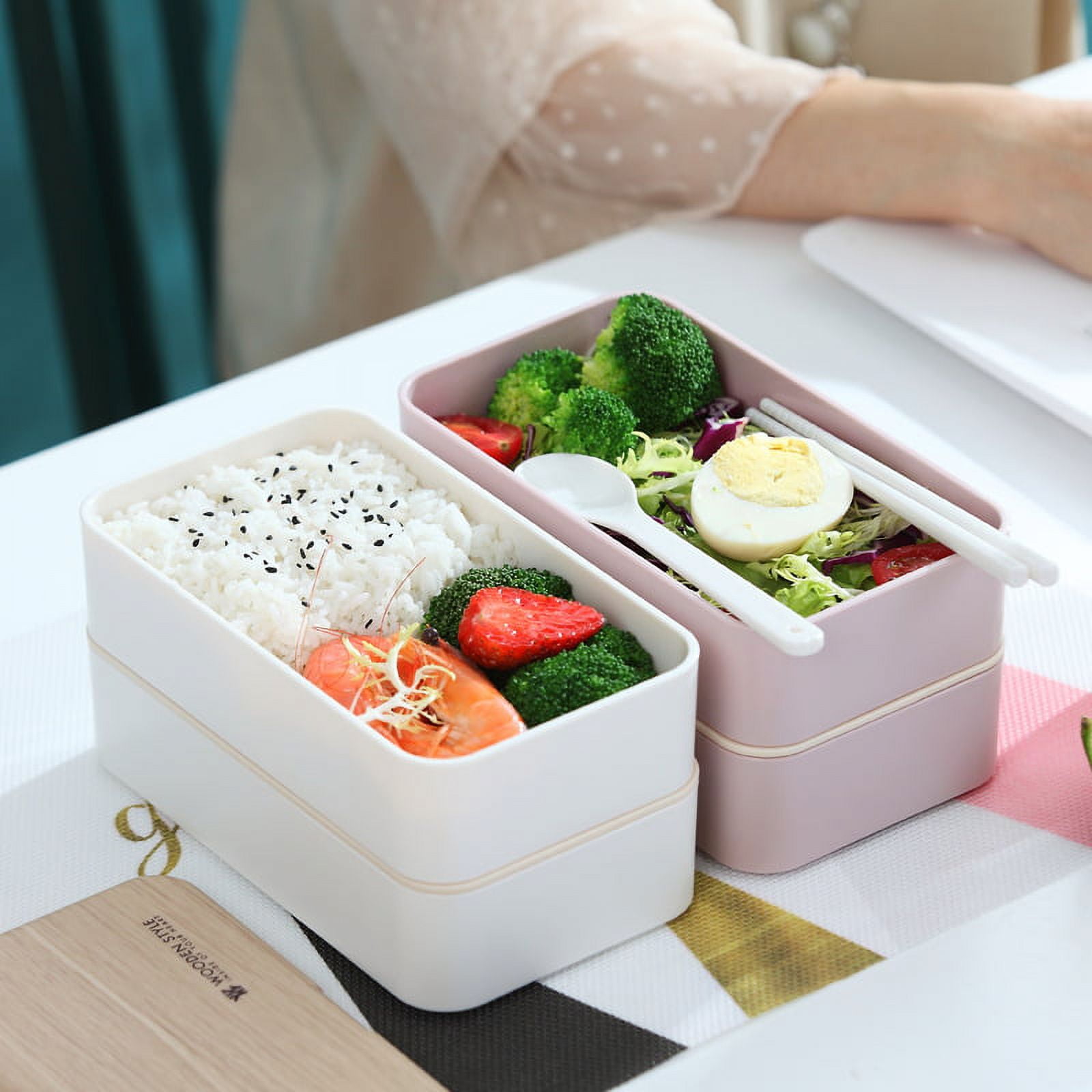 Premium Bento Lunch Box in 8 Modern Colors - 2 Compartments, Leak