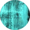 thumbnail image 1 of Ahgly Company Indoor Round Oriental Turquoise Blue Industrial Area Rugs, 3' Round, 1 of 4