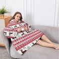 thumbnail image 5 of Oversized Wearable Blanket Hoodie,Red and White Christmas Reindeer Pattern Sherpa Blanket Hoodie with Super Pockets,Super Warm Fuzzy Pullover for Women & Men, 5 of 6