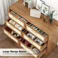 thumbnail image 4 of Litake 6-Drawer Dresser Burlap Design Wood Storage Chest, Wood Beige, 4 of 9