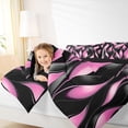 thumbnail image 3 of Manfei Aesthetic Geometric Twin Comforter Sets, Black Pink Wavy Stripes Bedding Set, Black Reversible 2-Piece, 1 Comforter and 1 Pillowcase, 3 of 6