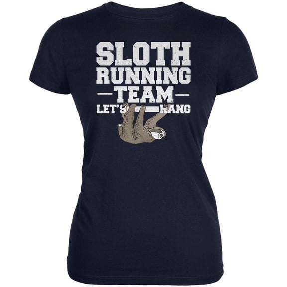 Sloth Running Team Just Hang Juniors Soft T Shirt Navy MD