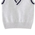 thumbnail image 3 of Fesfesfes Kids Unisex V-Neck Knit Vest with Contrast Stripes, Cotton Sweater Vest for Boys and Girls Ages 1-15 Years, 3 of 4