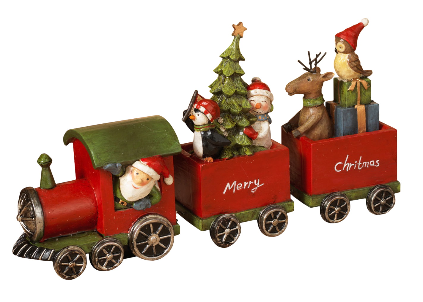 Resin Holiday Train Decoration with Santa and Friends, Multi, 10.8
