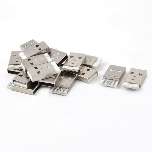 20 PCS Metal Computer USB 2.0 A Type Male PCB Mount Repair Parts USB Port Jack