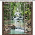 thumbnail image 4 of Tropical Forest Waterfall Shower Curtain - Spring Nature Green Tree Jungle Rainforest River Stone Landscape, Fabric Bathroom Decor Set with Hooks, 70Wx70H Inch, Adds a Vibrant and Refreshing Atmospher, 4 of 6