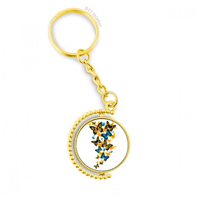 Mariposas con diverso color Anillo de oro de metal llavero llavero