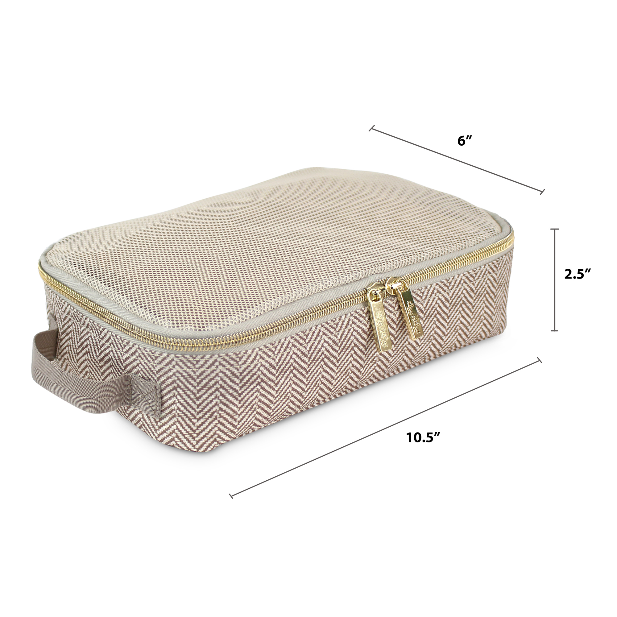 Itzy Ritzy Packing Cubes - Set of 3 Packing Cubes or Travel Organizers; Each Cube Features a Mesh Top, Double Zippers and a Fabric Handle; Taupe