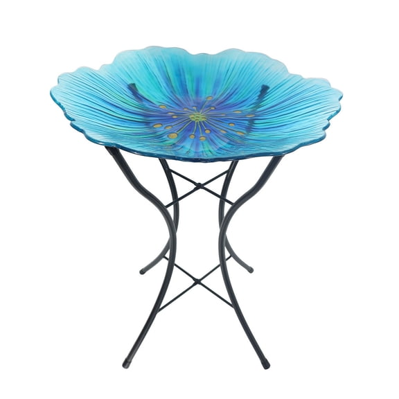 Briarwood Lane Blue Pansy Glass Birdbath
