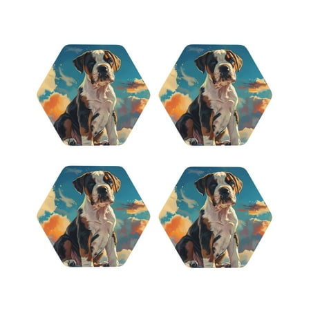 

Tideii Colorful Sky Puppy for Leather Coasters 4 Pieces Anti-fouling and Anti-scalding Decorative Coasters Suitable for Restaurants Kitchens Coffee Shops-Hexagon