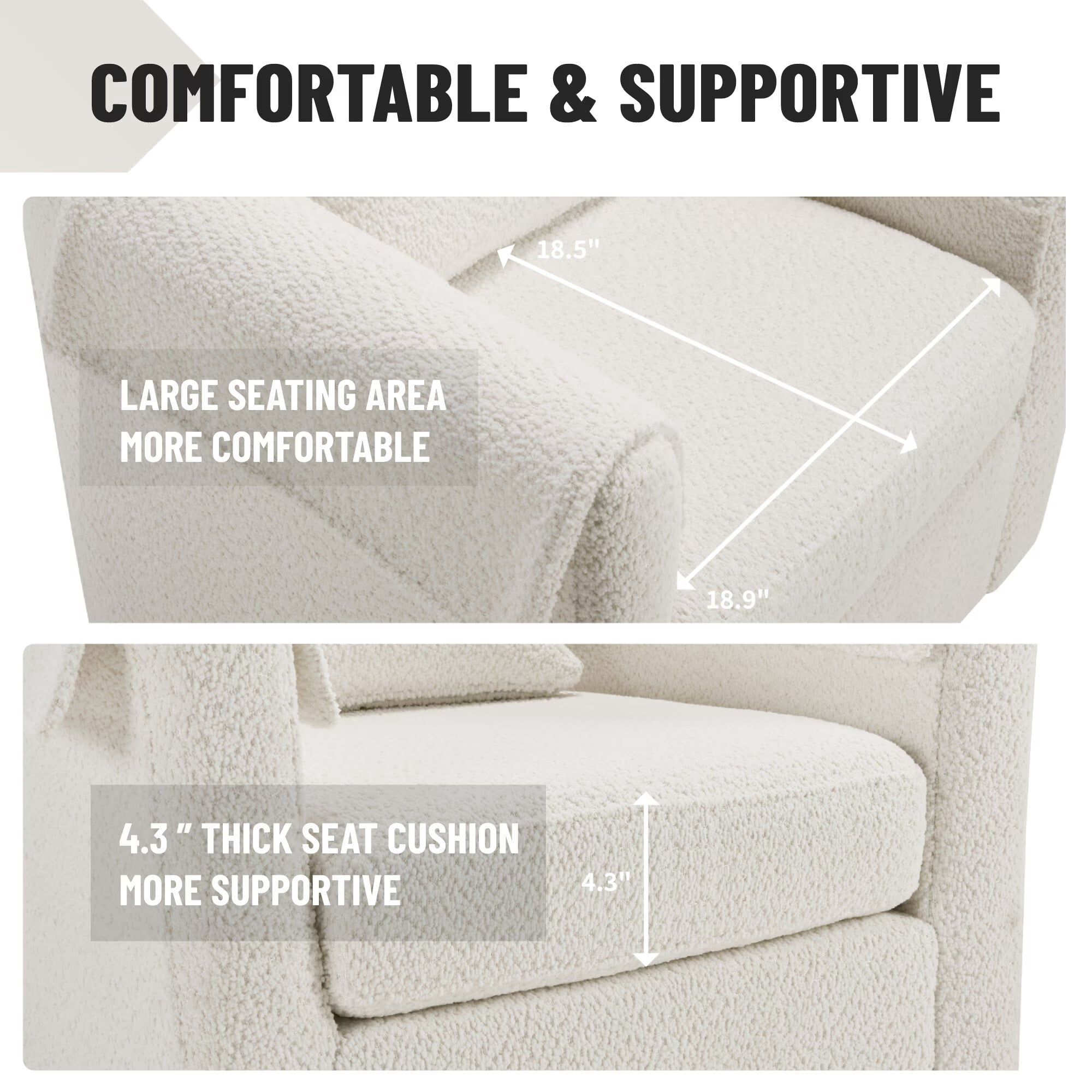 Avobird Living Room Chair With Ottoman Set, Chenille Barrel Armchair with Removable Back Pillow & 2 Armrest Covers, Beige