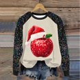 thumbnail image 2 of Pisexur Sweatshirts de Noël pour Femmes Mode Vacances Imprimé Graphique Pomme Rouge Pull Décontracté Manches Longues Col Rond Chandails en Molleton Amples Confortables Automne pour Femmes, 2 of 3