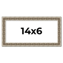 14x6 Frame Silver Versailles Ornate Solid Wood Picture Frame | 1 Inch Moulding Width | Interior