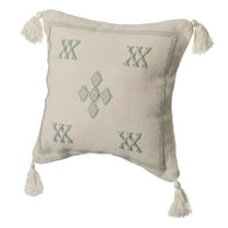 16" Throw Pillow Cover with Southwest Tribal Pattern and Corner Tassels