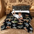 thumbnail image 3 of meiyoeat Cute Pike Fish Full Size Comforter Sets For Boys,Black Watercolor Print Bedding Comforter Set Kids,Black Reversible,3pcs, 3 of 7