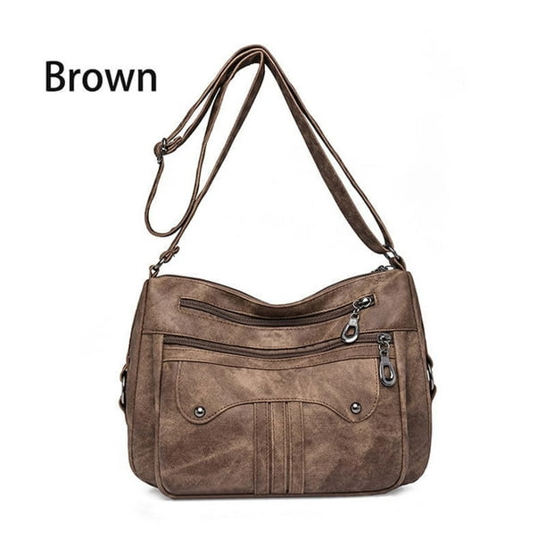 Multi Functional Large Capacity Shoulder Bag Large Capacity Shoulder Bag Washed Leather Bag Fashionable Mom Bag