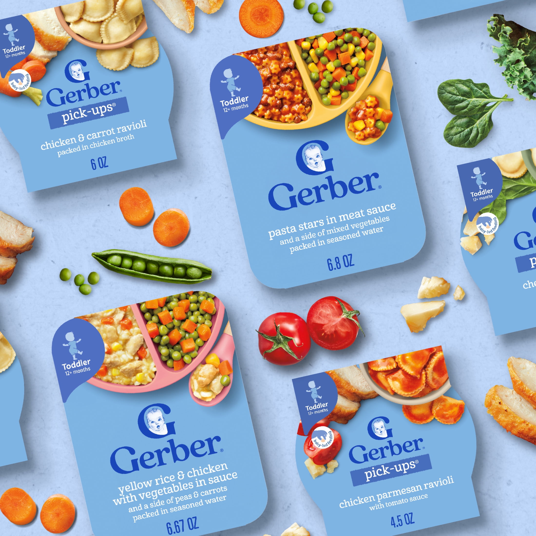(8 pack) Gerber Mealtime for Toddler, Pasta Stars in Meat Sauce and a side of Mixed Vegetables, Toddler Food, 6.8 oz Tray