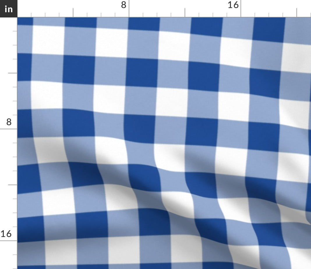 Buffalo Plaid Blue White Retro Home Check Navy Fabric Printed by