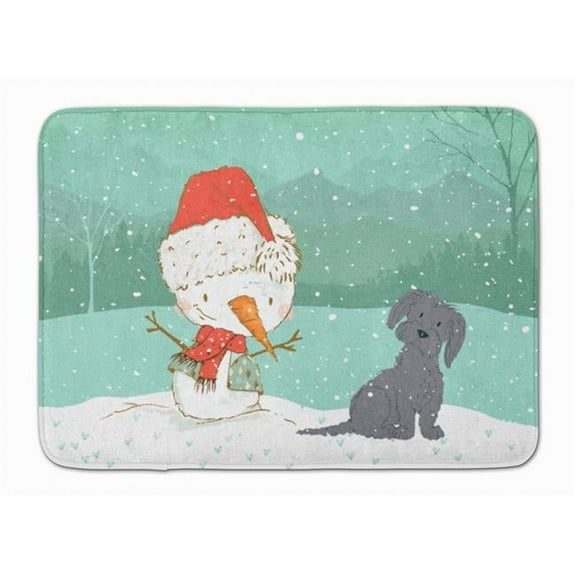 Black Maltese Snowman Christmas Machine Washable Memory Foam Mat