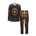 thumbnail image 3 of Mens 2 Pack Pajama Set Long Sleeve Pajamas Top and Pants Pjs Set Loungewear, Mandala Geometry Abstract, 3 of 6