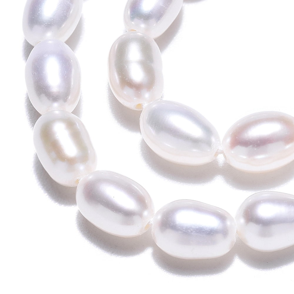 Natural Cultured Freshwater Pearl Beads Strands Rice Seashell Color 5~6x4~4.5mm Hole: 0.7~0.8mm about 29~31pcs/strand 7.09 inch(18cm)