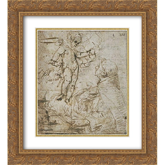 Bartolome Esteban Murillo 2x Matted 20x22 Gold Ornate Framed Art Print 'Appearance of the Christ Child to Saint Anthony of Padua'