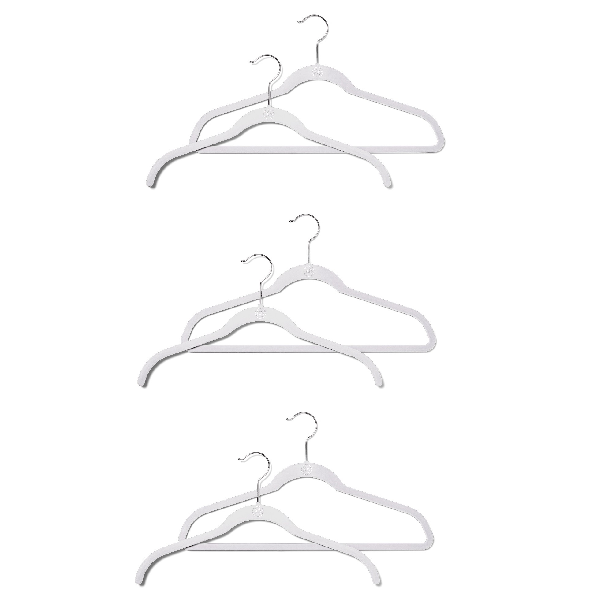 JOY Huggable Hangers Velvety Shirt Hangers 24 pack, Chrome, White (3