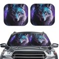 thumbnail image 2 of Wukai Purple Sky Wolf Car Front Windshield Sun Shade,Sun Visor Shield Block Automotive Interior Protector Blocks UV Rays-Medium, 2 of 6