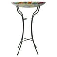 thumbnail image 5 of Northlight 18" Pastel Pink and Blue Flowers Hand Painted Glass Outdoor Patio Bird Bath, 5 of 6