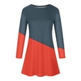 thumbnail image 5 of Robes d'Automne pour Femmes Col Rond Bloc de Couleur Robe à Manches Longues Décontractée Ample Tunique Évasée Mini Robes, 5 of 5