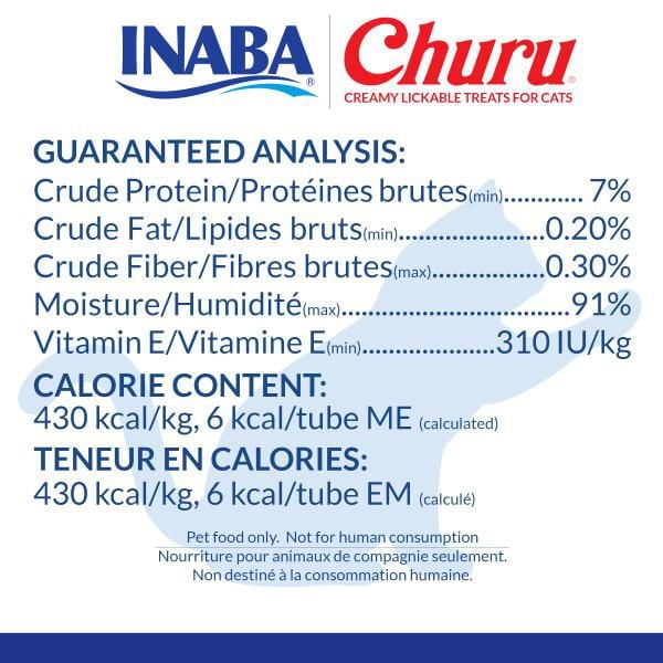 INABA Churu Cat Treats, Grain-Free Lickable Creamy Purée with Vitamin E - Tuna with Scallop Recipe, 4 tubes 56g (4x14g)