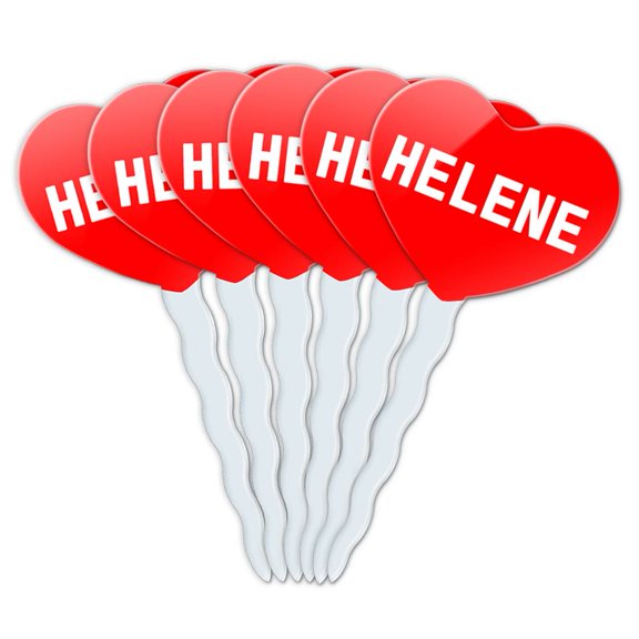 Helene Heart Love Cupcake Picks Toppers - Set of 6